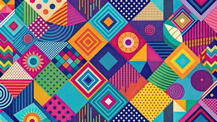 Obraz premium Abstract geometric background with colorful shapes and patterns , geometric, abstract, background, design, shapes