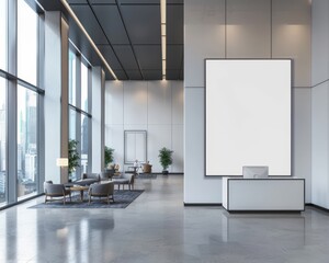 Fototapeta premium Modern corporate branding mockup in business office reception ai generated photography