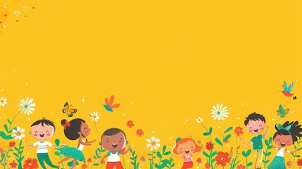 Fototapeta premium Happy Children in a Garden.