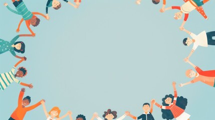 Diverse Kids Holding Hands in Circle.