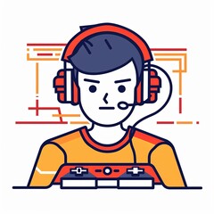 Gamer with Headphones and Controller