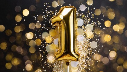 1 th foil helium birthday decoration balloons, golden 1 number balloons for wedding anniversary birthday party decors, 1 year old boy girl birthday balloons. One number ballons	