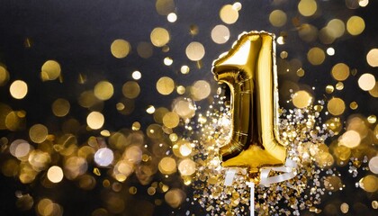 1 th foil helium birthday decoration balloons, golden 1 number balloons for wedding anniversary birthday party decors, 1 year old boy girl birthday balloons. One number ballons