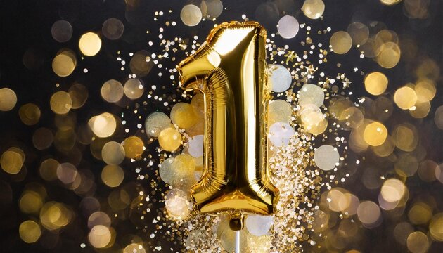 1 th foil helium birthday decoration balloons, golden 1 number balloons for wedding anniversary birthday party decors, 1 year old boy girl birthday balloons. One number ballons	