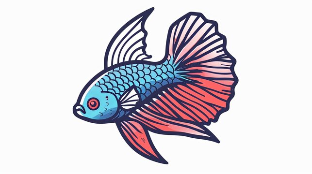recommend clip art: Colorful Betta Fish Illustration