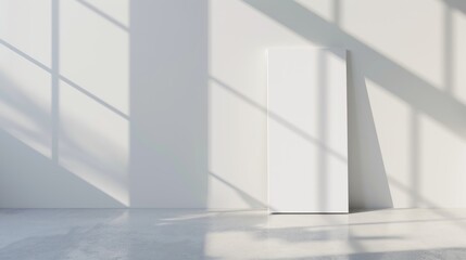Obraz premium Minimalist White Room with Window Light and Blank Canvas.
