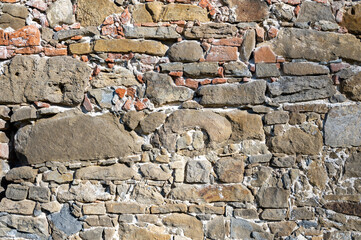 Old ruined brick stone wall background