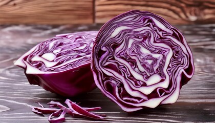Obraz premium Red cabbage slice on table