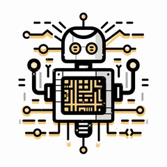 Obraz premium Robot Illustration with Lines and Circuitry