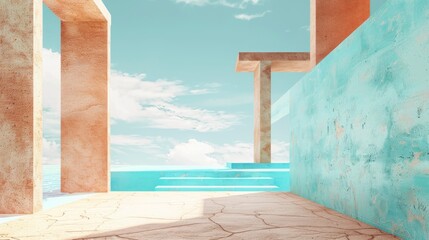 Abstract Minimalist Architecture with Sky View.