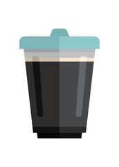 Black coffee in a glass cup. Simple flat illustration.