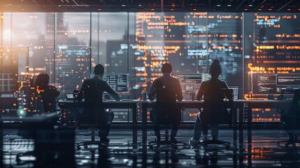 Cybersecurity Team Working Late