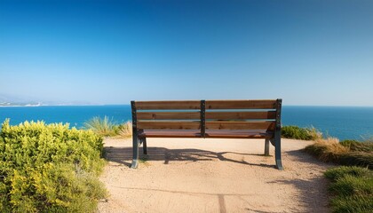 empty bench on the beach