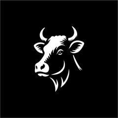 black and white cow bull head silhouette