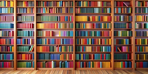 Library book shelves filled with colorful books , Library, bookshelves, books, education, reading, literature
