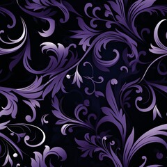 Elegant purple floral seamless pattern on dark background