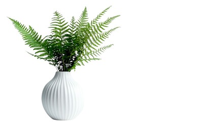 fern frond leave in a vase on a white background