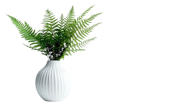 fern frond leave in a vase on a white background