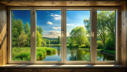 Tranquil nature view from window, landscape, nature, background, view, window, picturesque, serene, scenic, countryside