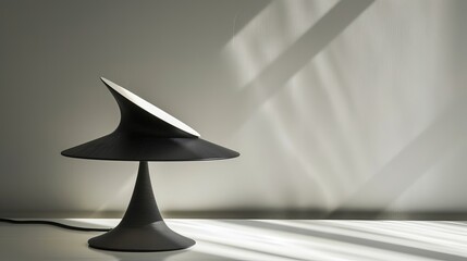Modern table lamp casting a shadow on a white background