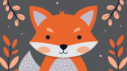Obraz premium Charming cartoon style of a cute and friendly fox character with a vibrant modern and stylized design Perfect for children s books nursery prints and various graphic design projects
