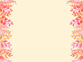 美しい秋色の植物の素材、フレーム型の背景