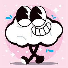 Cloud groovy cartoon character Vector