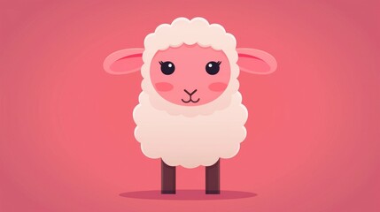 Charming cartoon style of a fluffy pink and white lamb design perfect for children s books nursery wall art and other youth oriented prints and products