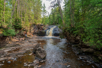 Details of the rock and waterfalls with Amnicon State Park, Wisconsin