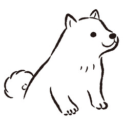 ひょこっと覗いている犬の手描きイラスト