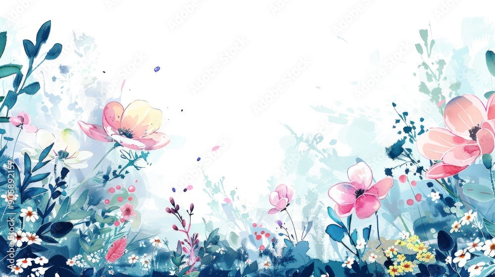 Canvas Prints Abstract Watercolor Floral Background.