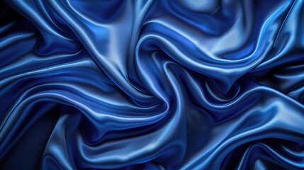 Obraz premium A luxurious and elegant backdrop of rich blue satin drapes, creating a visually captivating texture and soft.