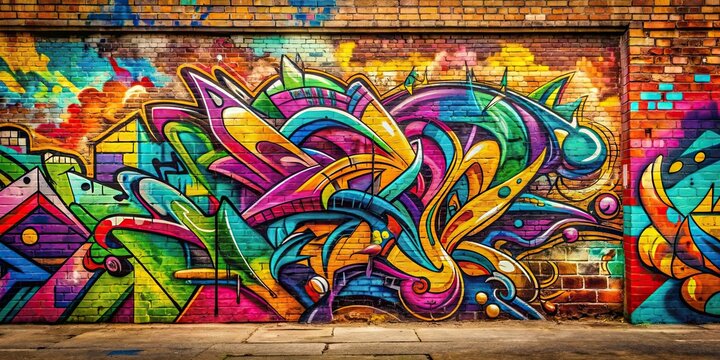 Fototapeta Vintage graffiti style poster with vibrant colors and bold typography , urban, retro, street art, graffiti, vintage
