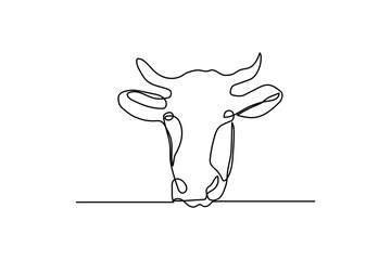 continuous line cow head logo design