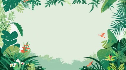 Green Jungle Leaf Frame Background.