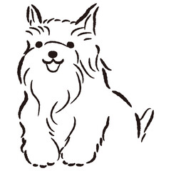 ひょこっと覗いている犬の手描きイラスト