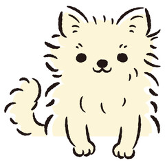 ひょこっと覗いている犬の手描きイラスト