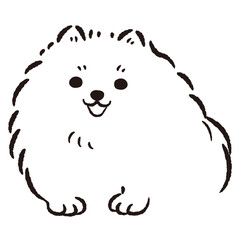 ひょこっと覗いている犬の手描きイラスト
