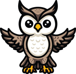 Cute Owl Mascot Cartoon Illustration