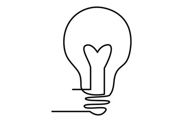 Light bulb isolated on white light bulb one line outline vector art illustration