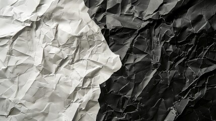 Vintage background with crumpled black and white paper texture