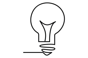 Light bulb isolated on white light bulb one line outline vector art illustration