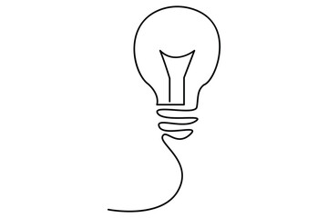 Light bulb isolated on white light bulb one line outline vector art illustration