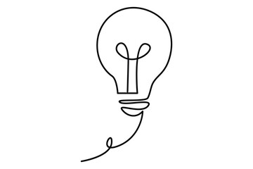 Light bulb isolated on white light bulb one line outline vector art illustration