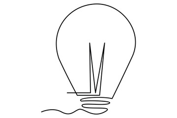 Naklejka premium Light bulb isolated on white light bulb one line outline vector art illustration
