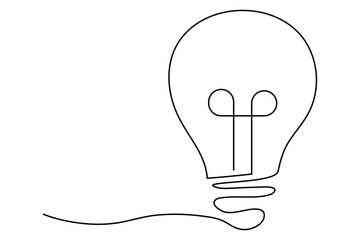 Light bulb isolated on white light bulb one line outline vector art illustration