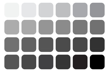 Gray scale palette. Various shades. Gradient squares. Vector graphic.