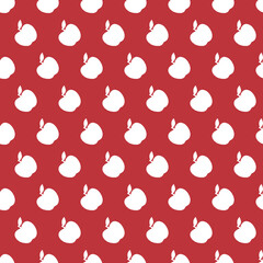 Naklejka premium Apple Abundance Crisp Silhouettes on Vibrant Red. Ideal for any project that calls for a touch of nature's bounty and a celebration of the apple harvest.
