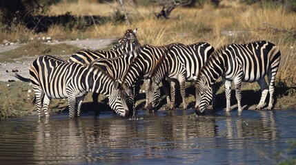 Obraz premium Zebra Behavior Studies: Research on social and feeding behaviors of zebras.