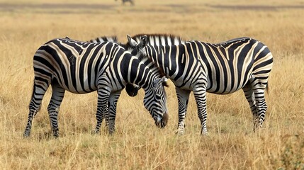Fototapeta premium Zebra Behavior Studies: Research on social and feeding behaviors of zebras.